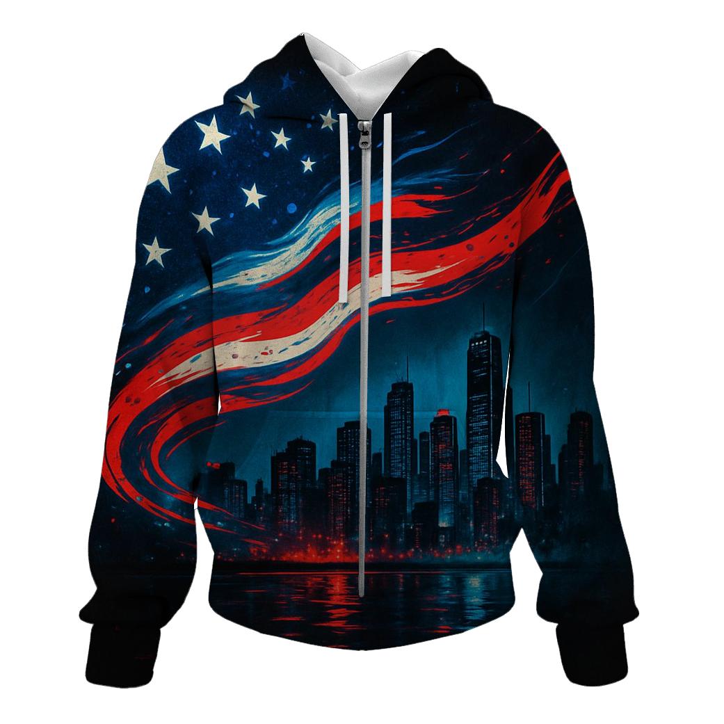 Skyline Stripes Over Midnight Harbor hoodie designs