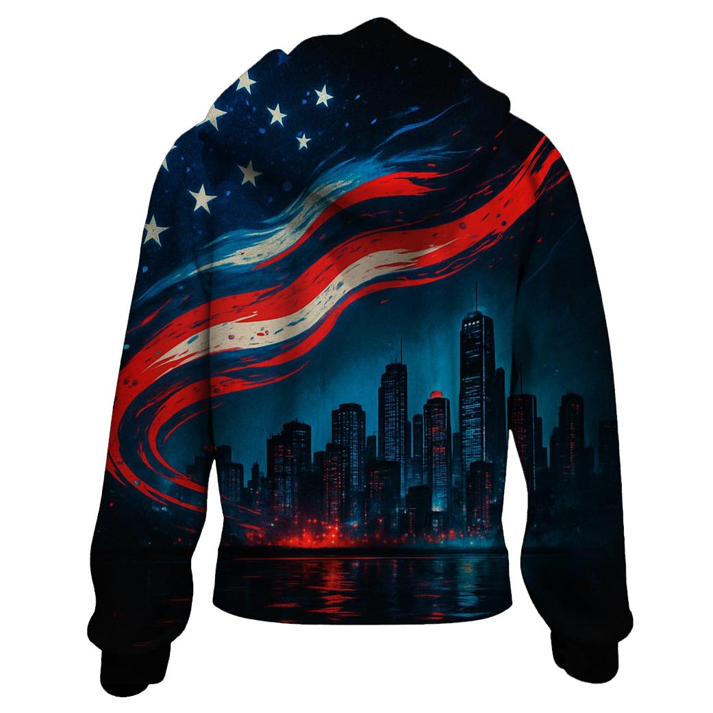 Skyline Stripes Over Midnight Harbor hoodie designs