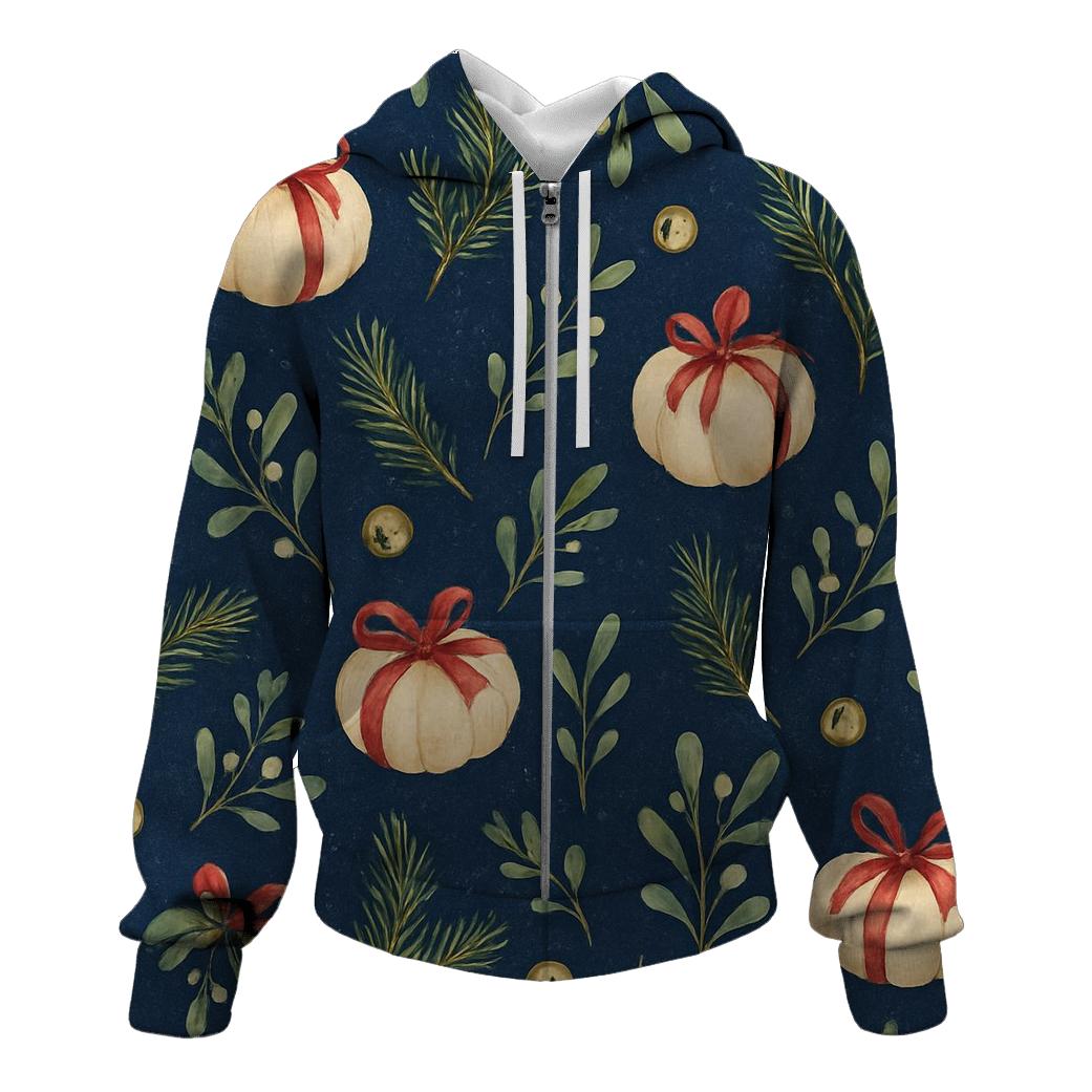 Ivory Pumpkin Gift Wrap Scatter On Midnight Blue Background pullover hoodies