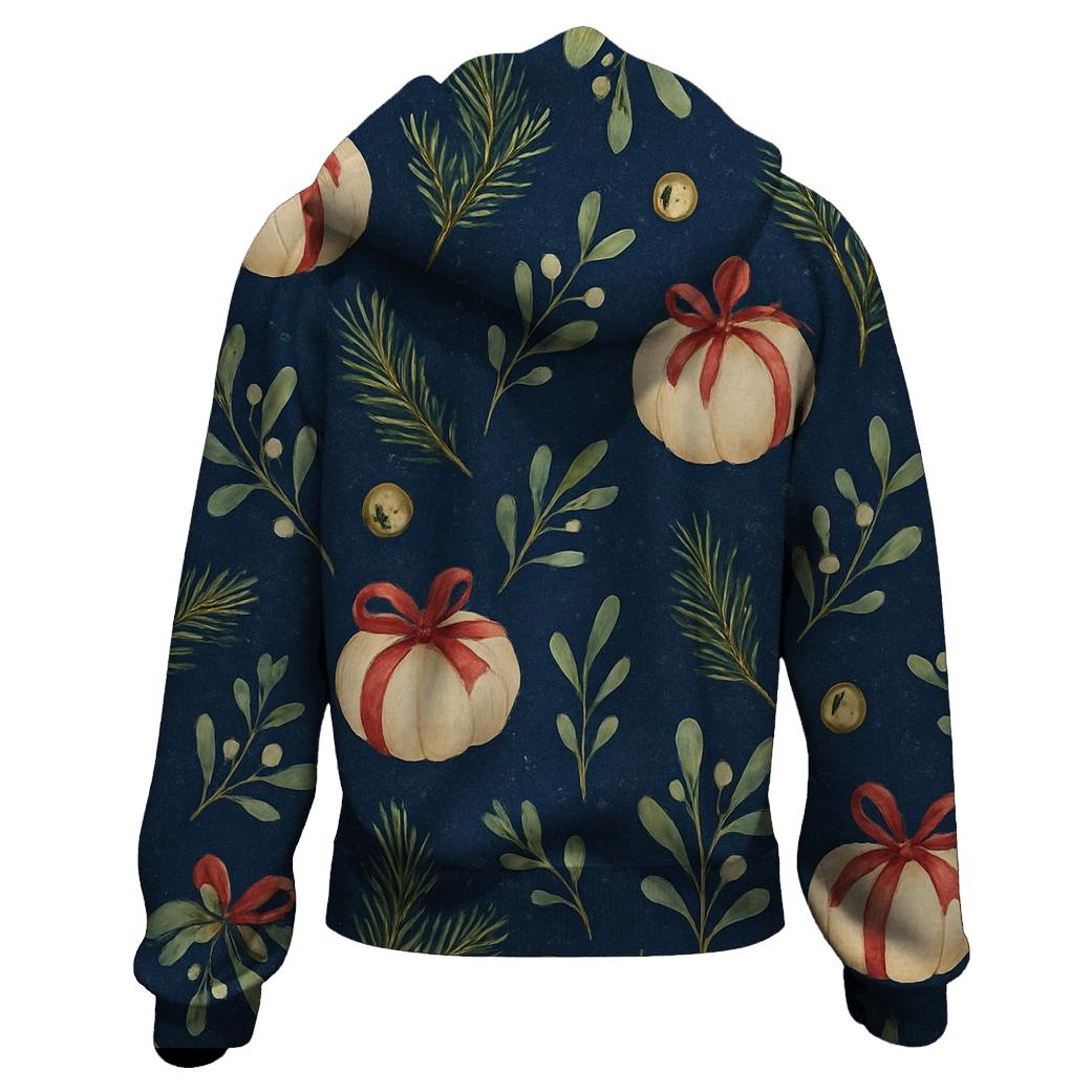 Ivory Pumpkin Gift Wrap Scatter On Midnight Blue Background pullover hoodies