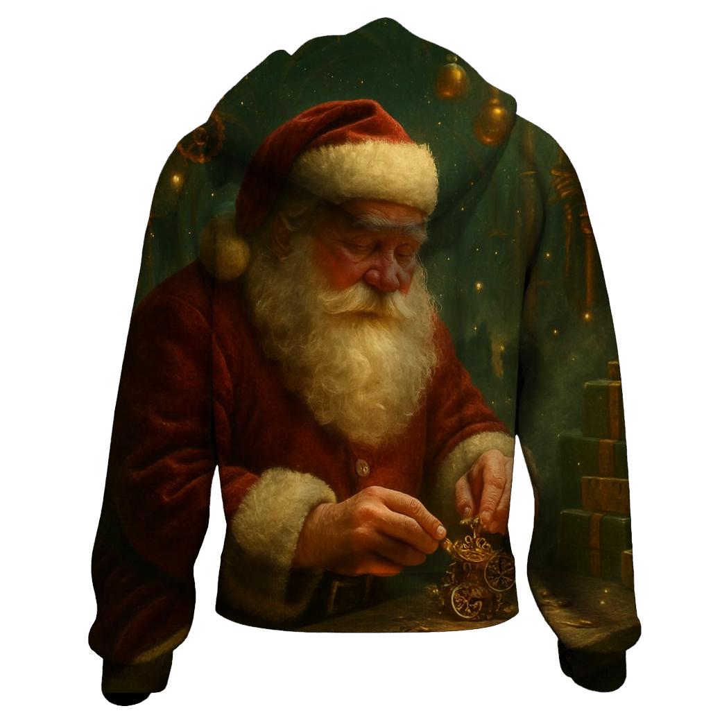 North Pole Clockwork Giftmaker Santa zip-up hoodies
