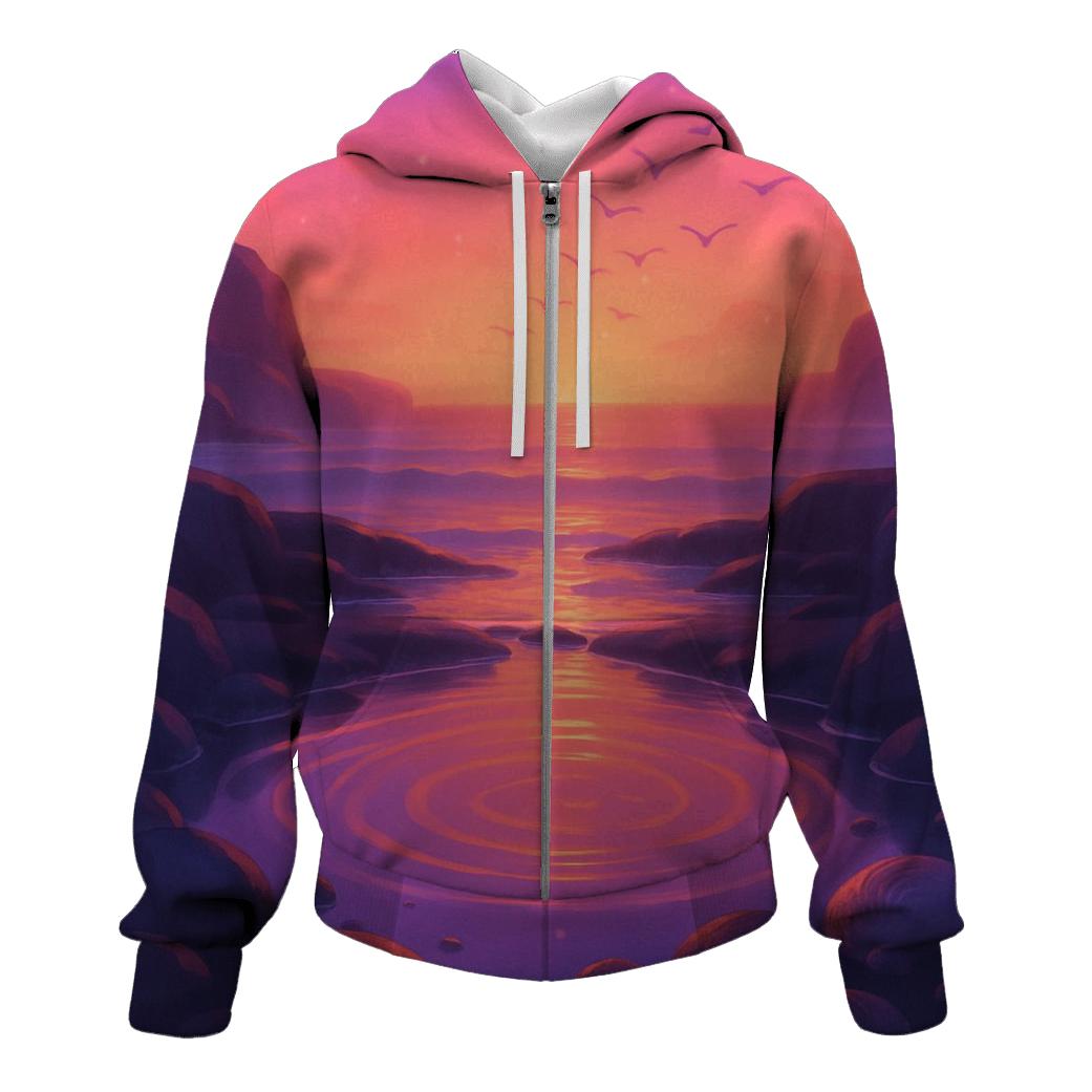 Celestial Tidepool Sunset Sanctuary zip-up hoodies