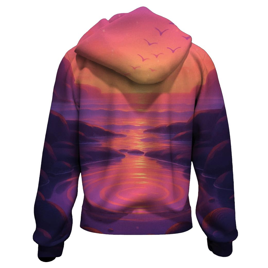 Celestial Tidepool Sunset Sanctuary zip-up hoodies