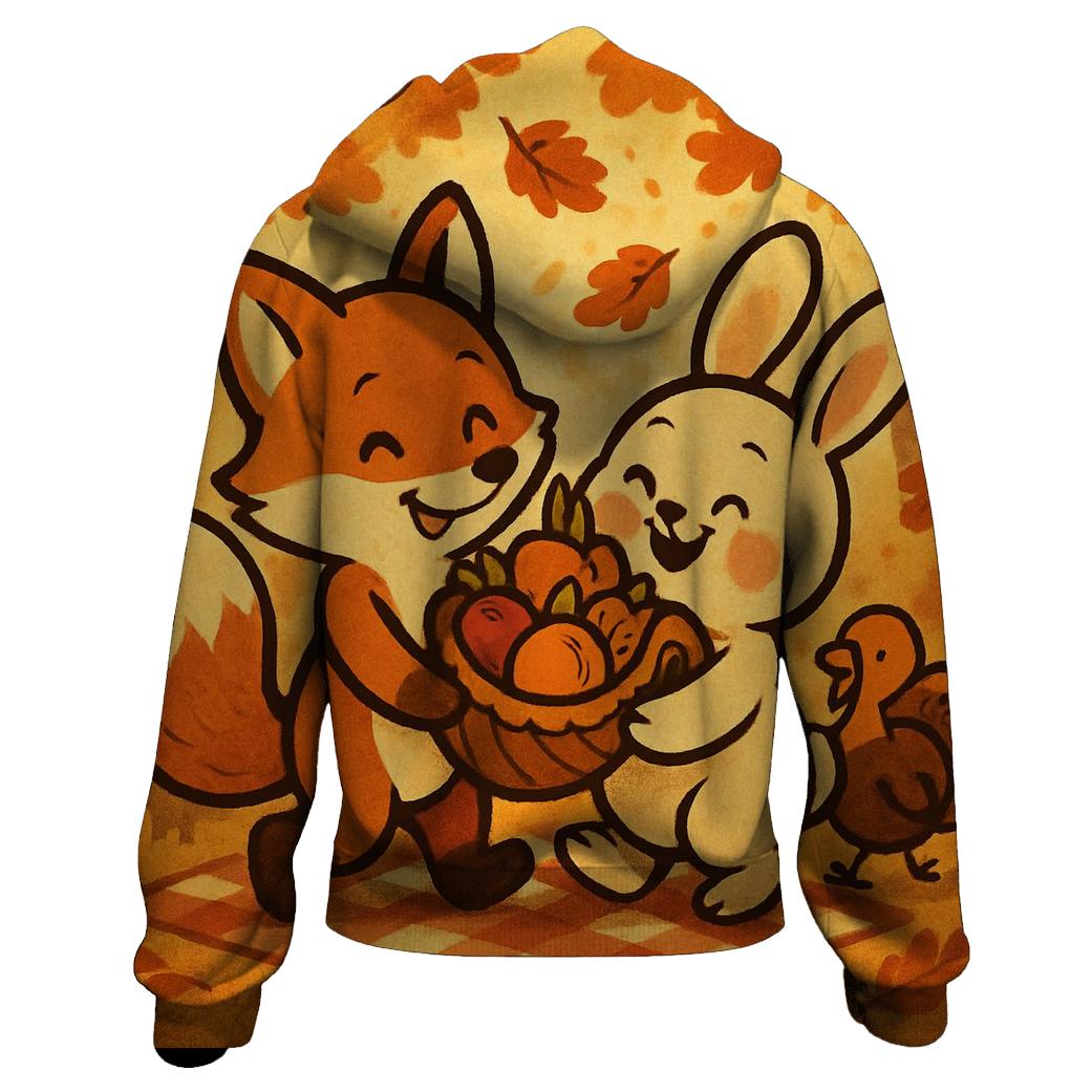 Forest Friends Harvest Parade Under Sunbeams graphic hoodies