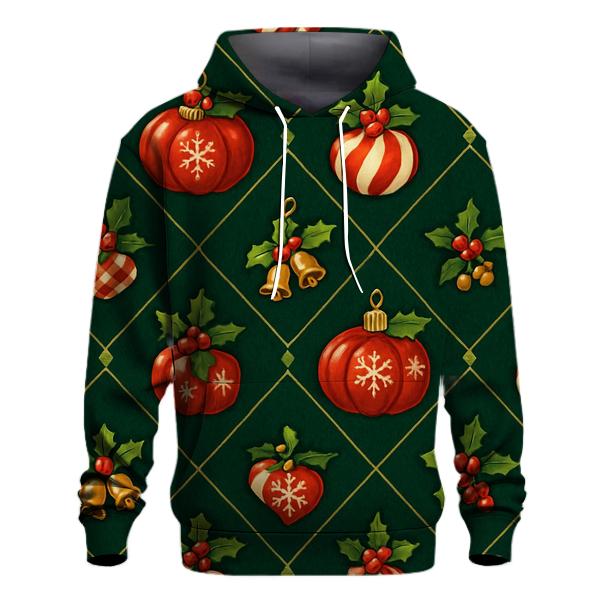 Crimson Pumpkin Ornaments Lattice On Evergreen Background custom hoodies