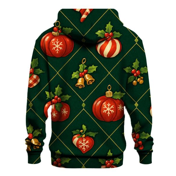 Crimson Pumpkin Ornaments Lattice On Evergreen Background custom hoodies