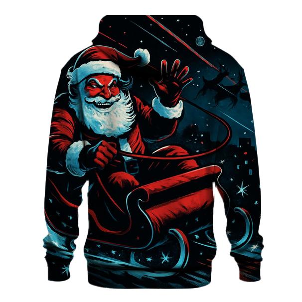 Midnight Sleigh Drift Santa zip-up hoodies