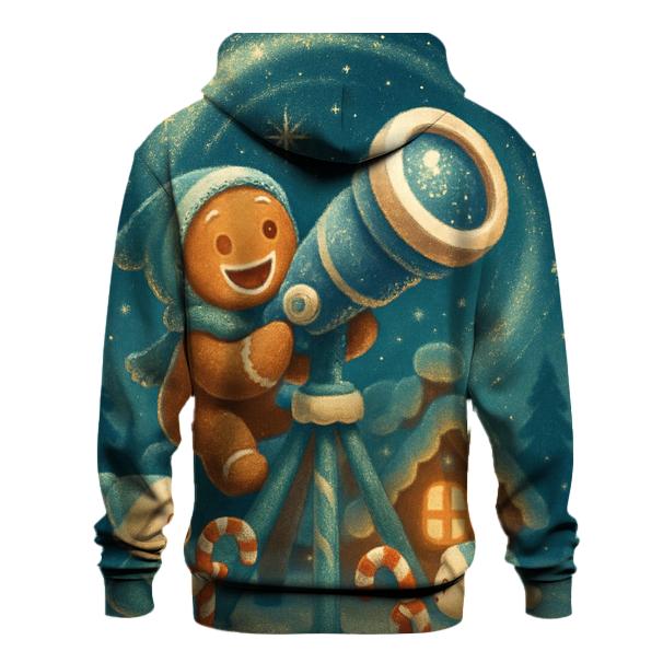 Gingerbread Observatory Under The Aurora embroidered hoodies