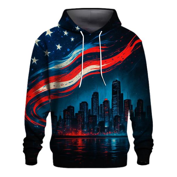 Skyline Stripes Over Midnight Harbor designer hoodies