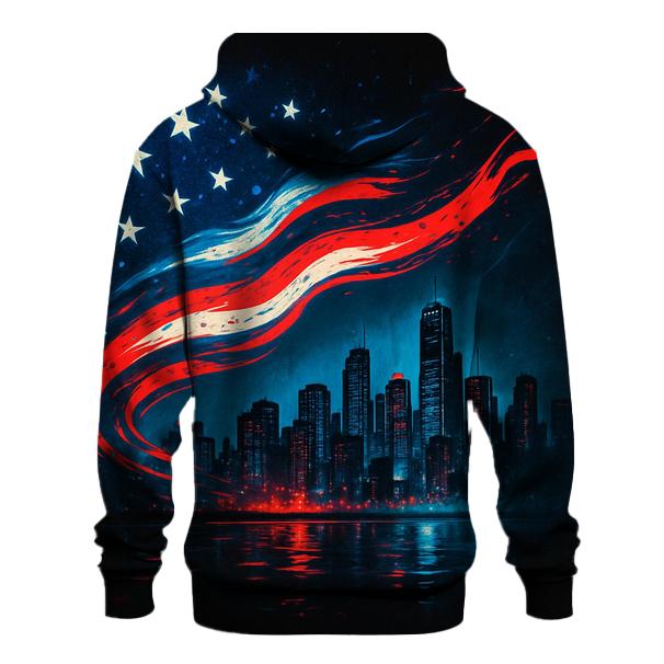 Skyline Stripes Over Midnight Harbor designer hoodies