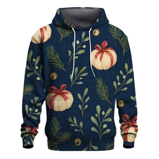 Ivory Pumpkin Gift Wrap Scatter On Midnight Blue Background hoodie designs