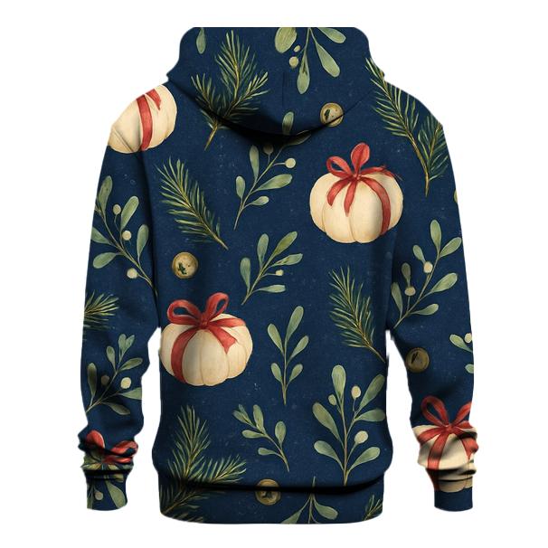Ivory Pumpkin Gift Wrap Scatter On Midnight Blue Background hoodie designs