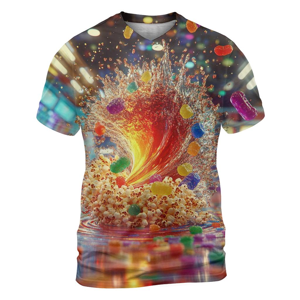 Fizzy Candy Carnival Whirl vibrant all-over design tees