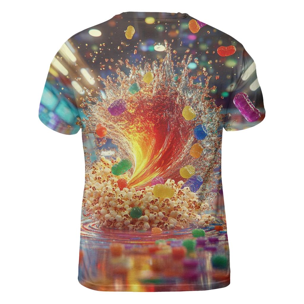 Fizzy Candy Carnival Whirl vibrant all-over design tees