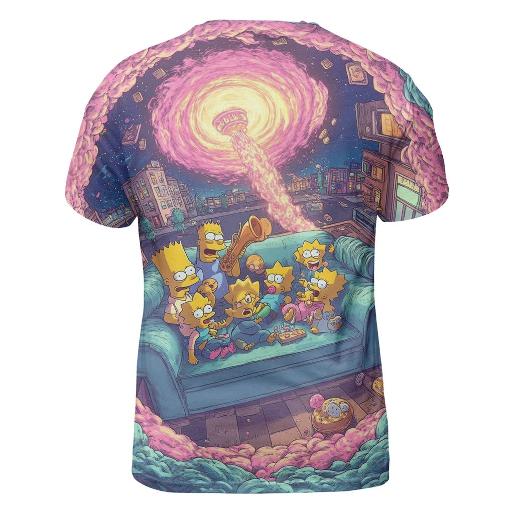 Midnight Couch Portal Meltdown vibrant all-over design tees