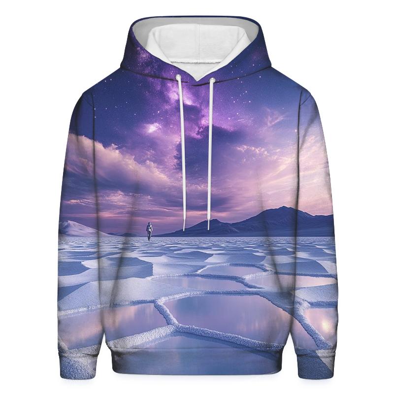 Atacama Salt Flats Under A Violet Nebula embroidered hoodies