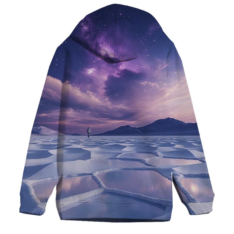 Atacama Salt Flats Under A Violet Nebula embroidered hoodies