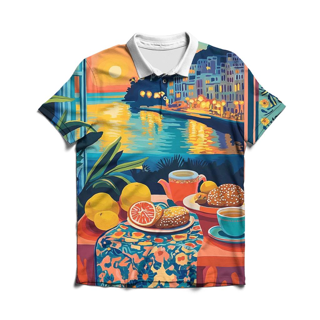 Henri Matisse Inspired Mediterranean Cafe Still Life casual sports polo shirts