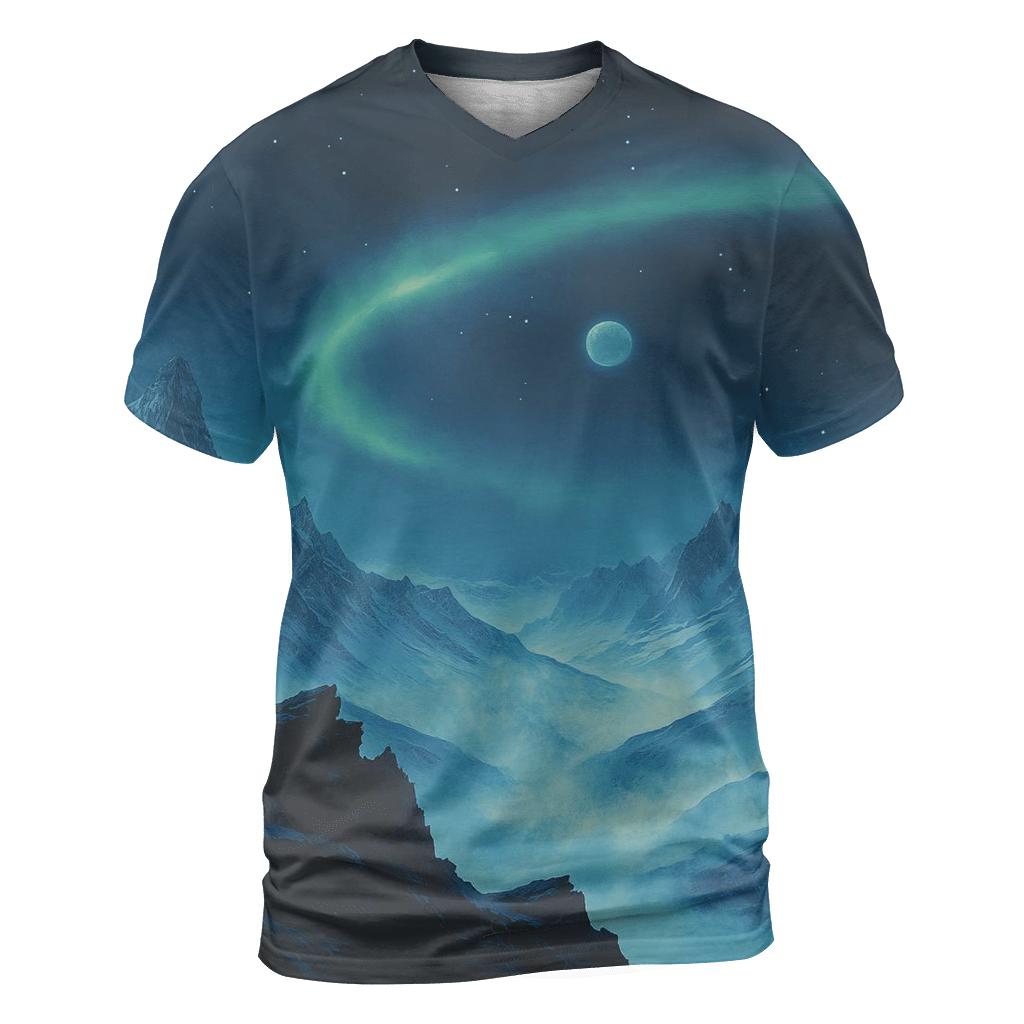 Caspar David Friedrich Inspired Aurora Over Silent Mountains artistic all-over print tops