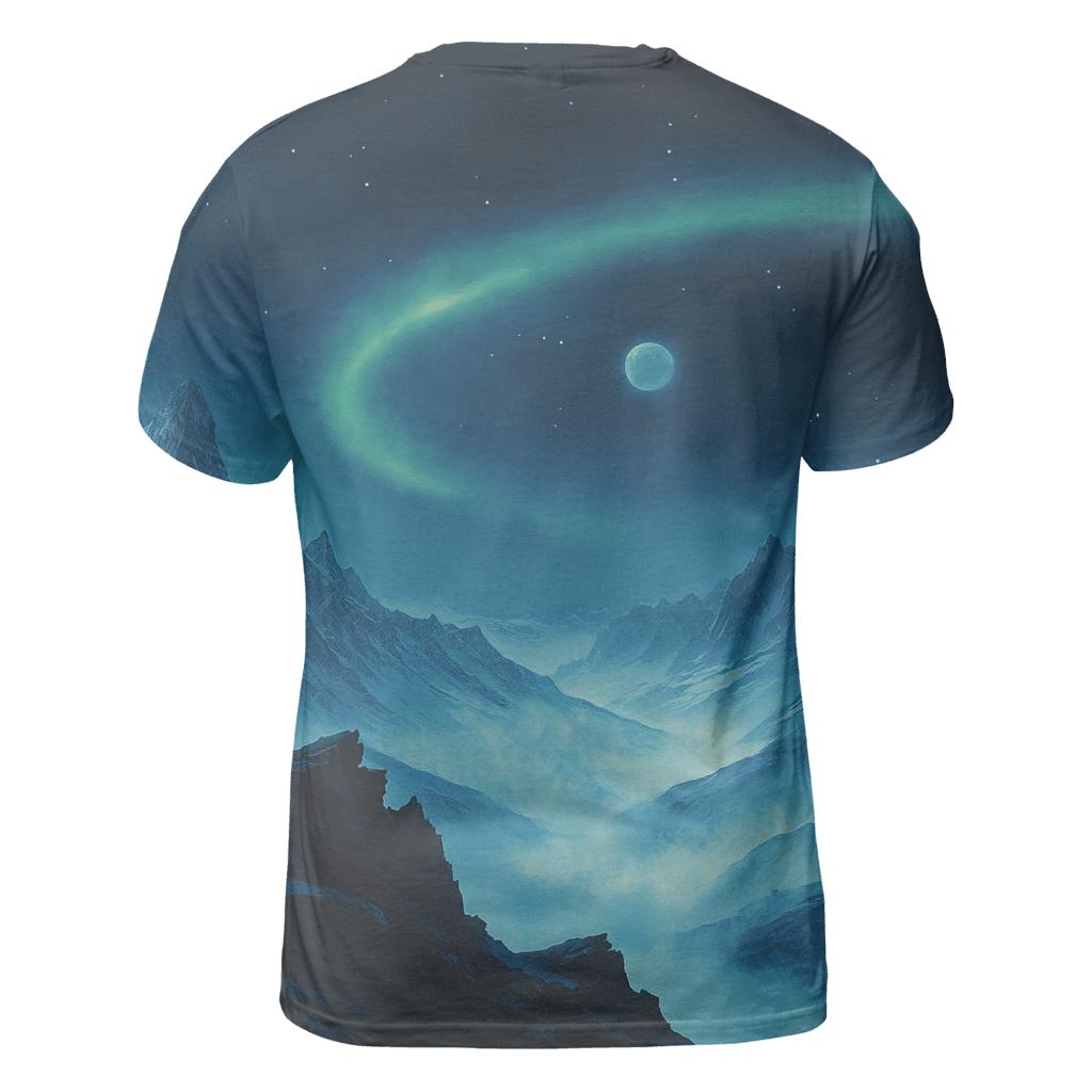 Caspar David Friedrich Inspired Aurora Over Silent Mountains artistic all-over print tops