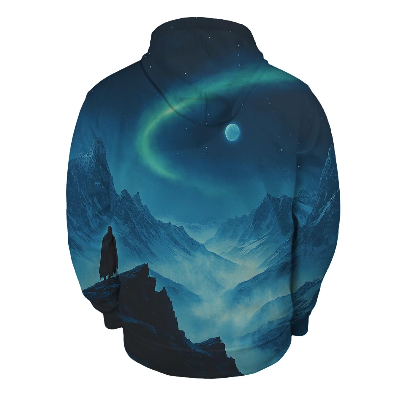 Caspar David Friedrich Inspired Aurora Over Silent Mountains lightweight hoodies