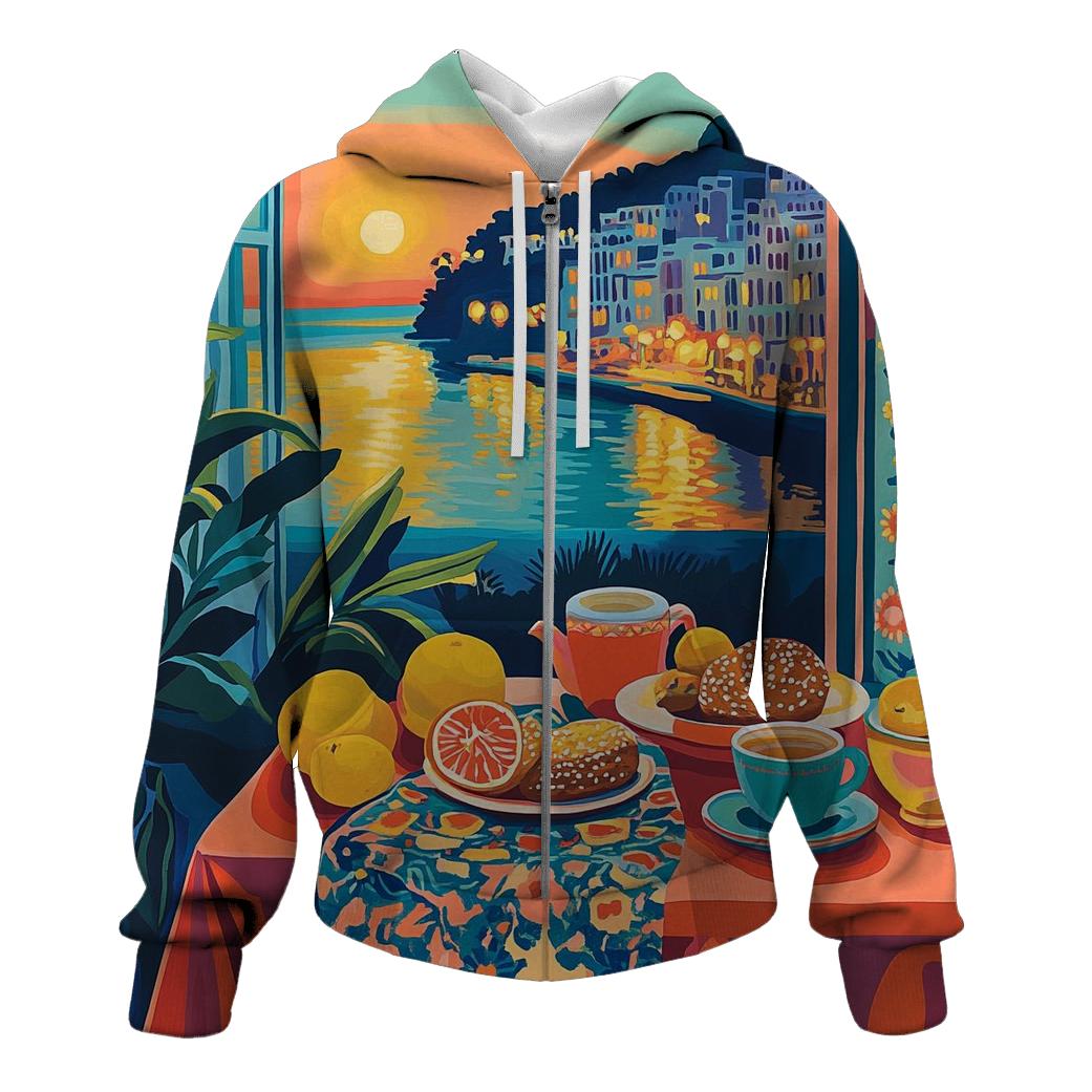Henri Matisse Inspired Mediterranean Cafe Still Life custom hoodies