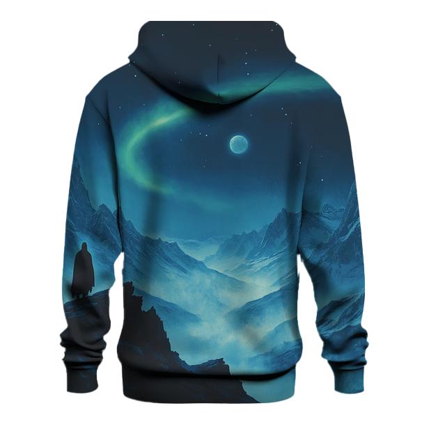 Caspar David Friedrich Inspired Aurora Over Silent Mountains graphic hoodies