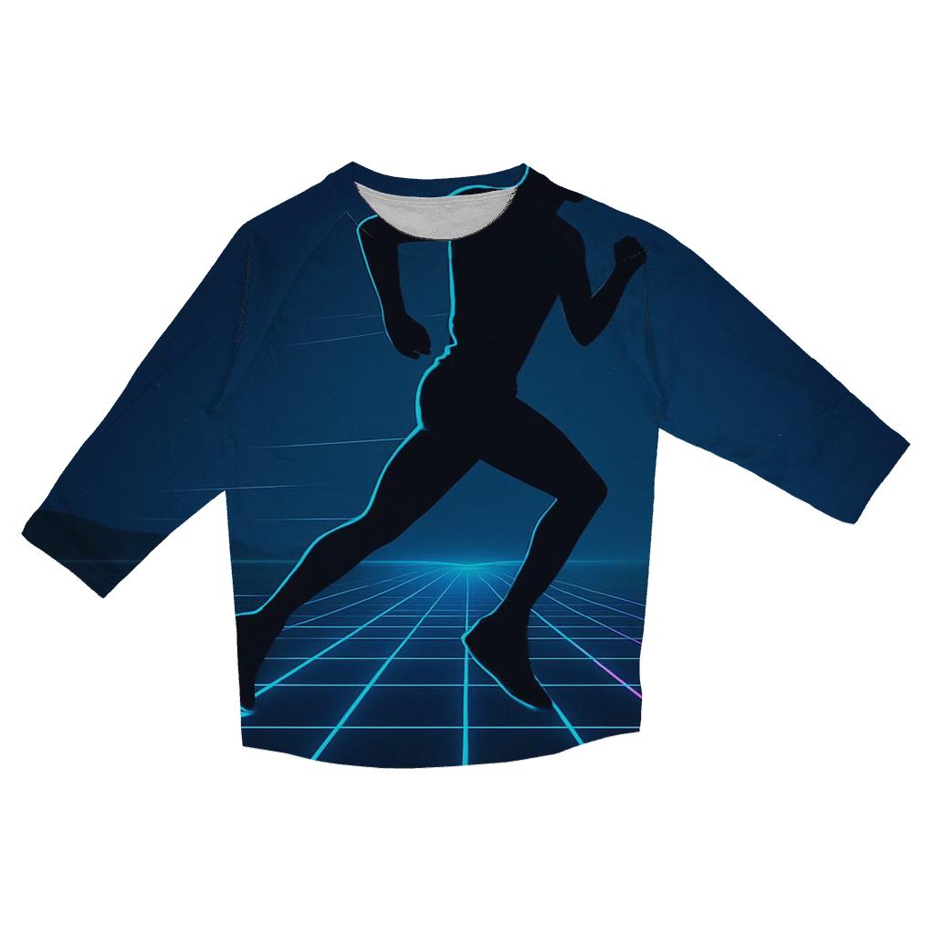 Midnight Marathon Neon Grid printed three quarter sleeve shirts