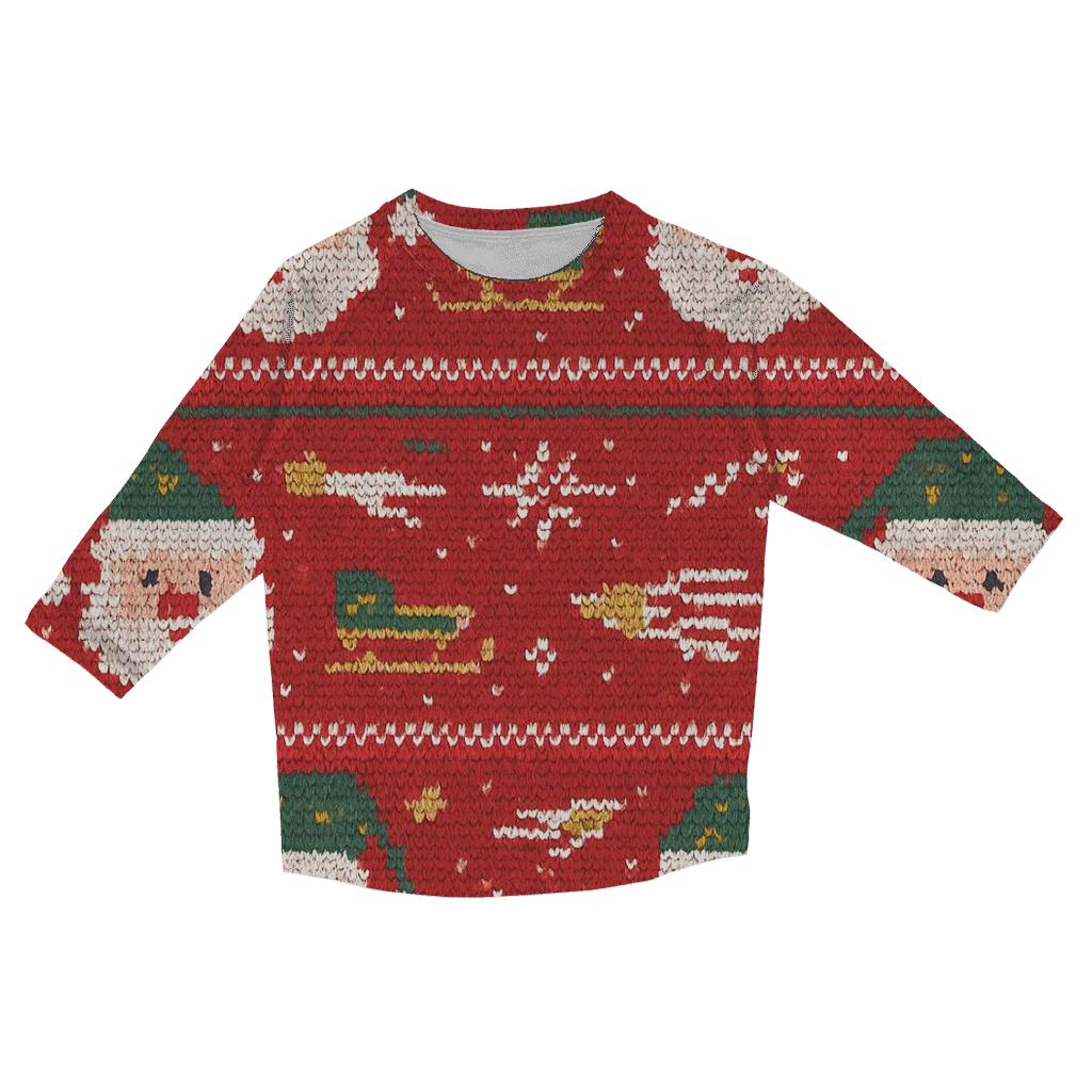 Santa Space Sweater Band Design trendy 3/4 sleeve tops