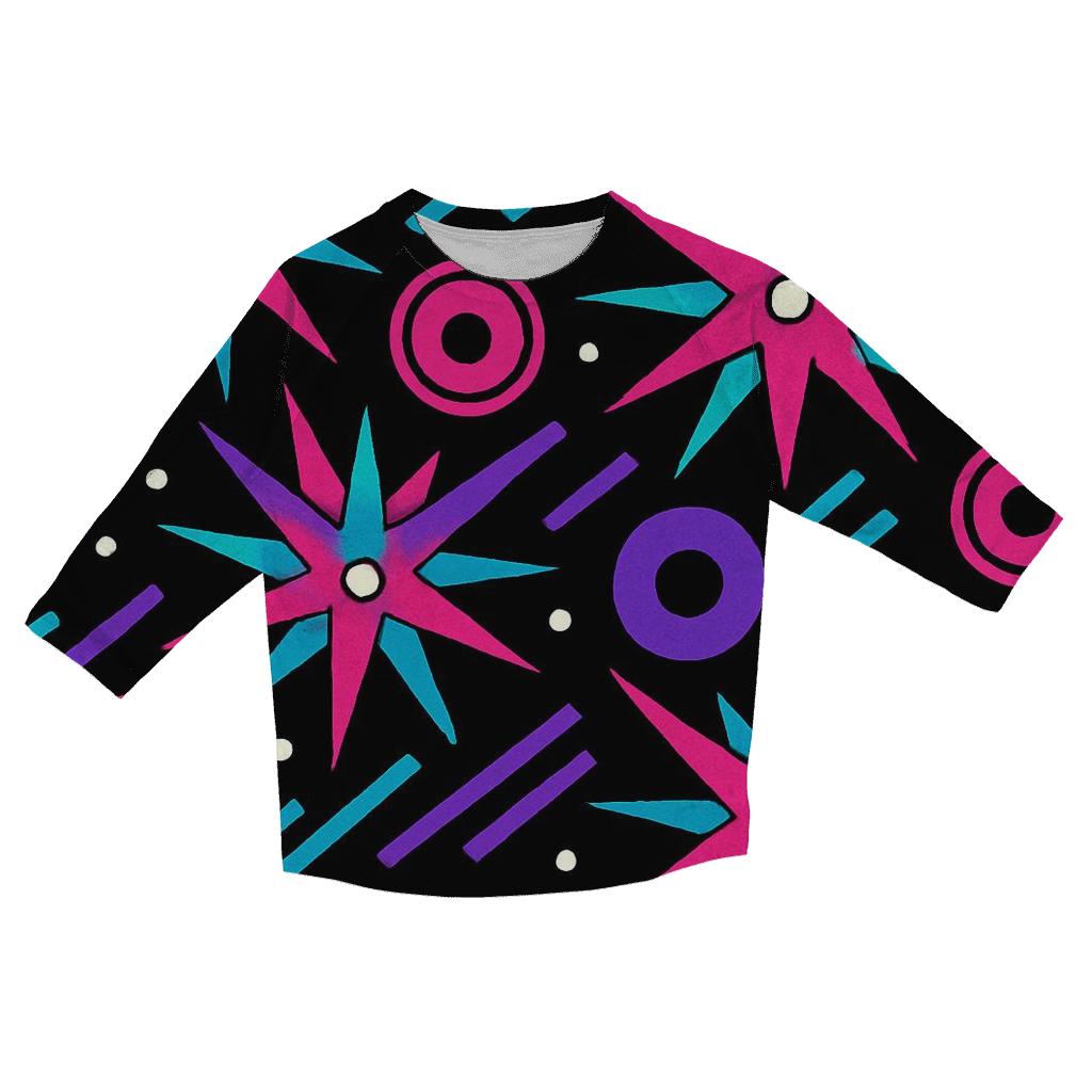 Roller Rink Starburst Tiles printed three quarter sleeve shirts