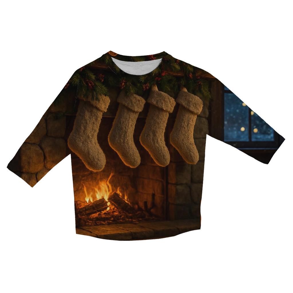 Candlelit Hearth And Evergreen Stockings stylish quarter sleeve tops