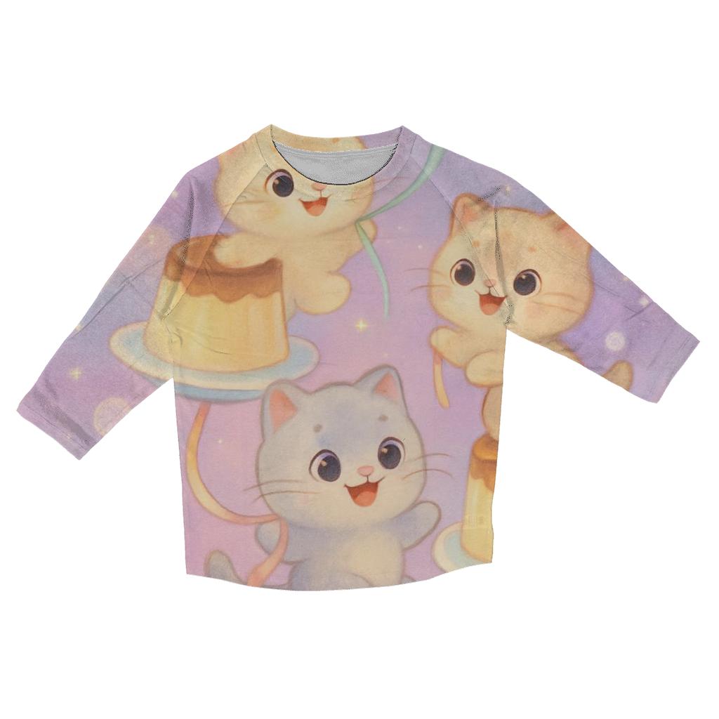 Moonlit Pudding Cat Carousel custom 3/4 sleeve shirts