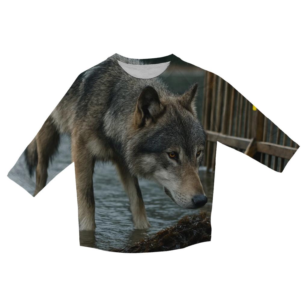 Coastal Wolf At Salmon Weir Study Site trendy 3/4 sleeve tops