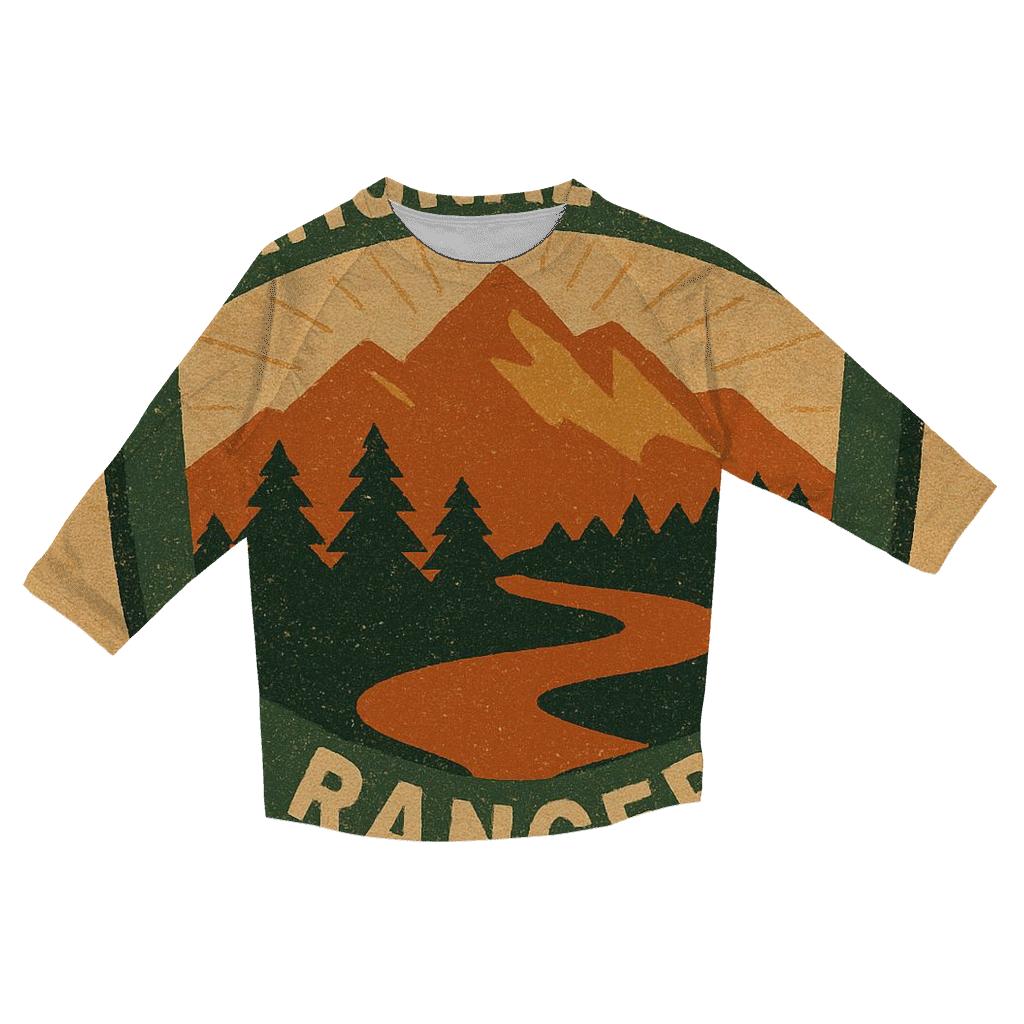 Faded 1970s National Park Ranger Badge Illustration custom 3/4 sleeve shirts