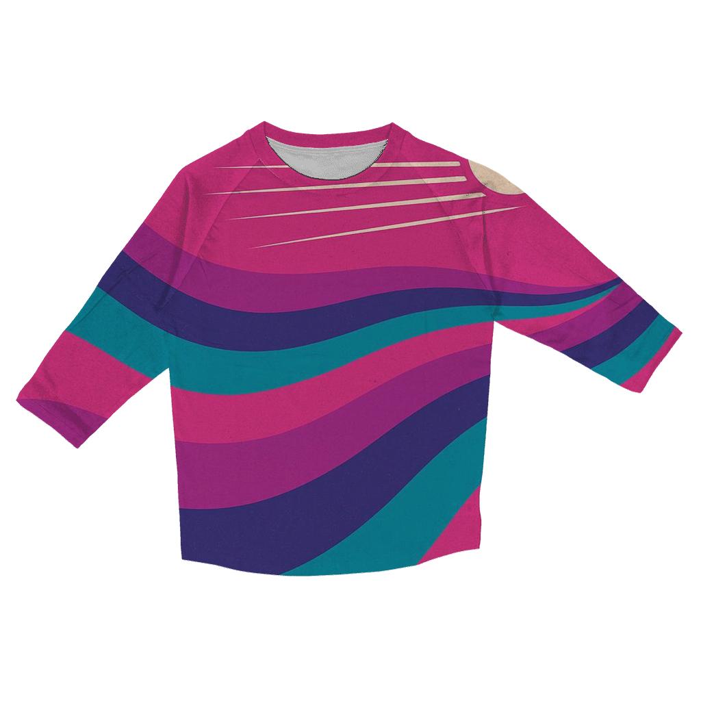 Roller Rink Neon Waves stylish quarter sleeve tops