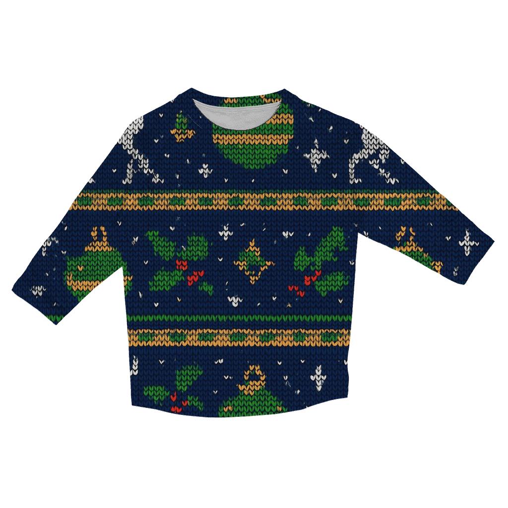 Reindeer Constellation Fair Isle Panel Design printed three quarter sleeve shirts