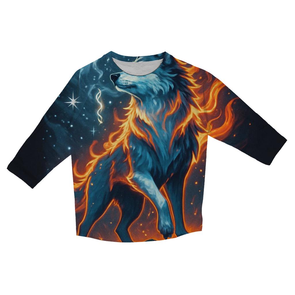 Frostfire Sentinel Wolf personalized 3/4 sleeve tees