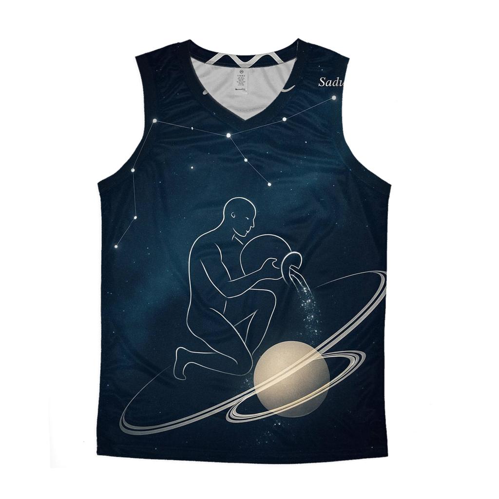 Aquarius Star Pouring Over Saturn Rings custom tank tops