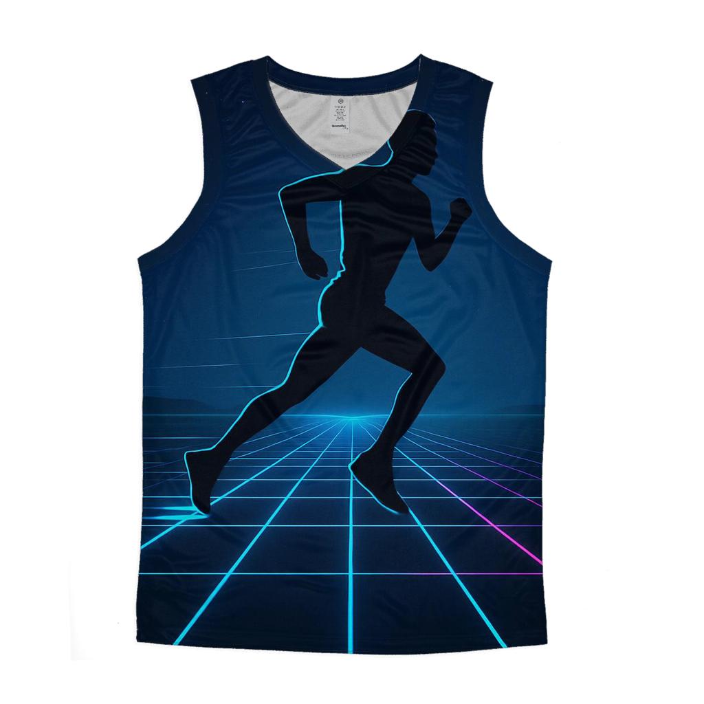 Midnight Marathon Neon Grid casual summer tank tops