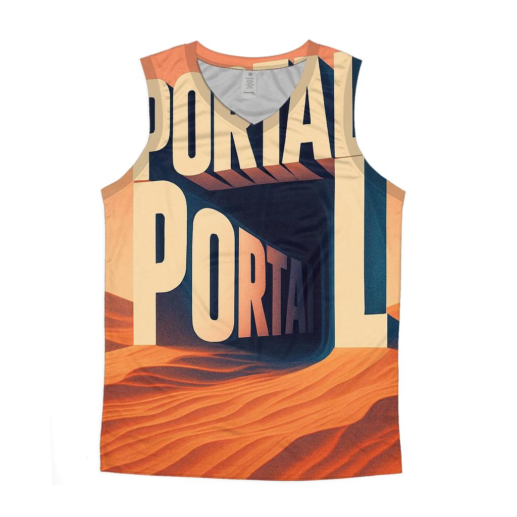 Desert Mirage Typography Portal graphic print tank tops