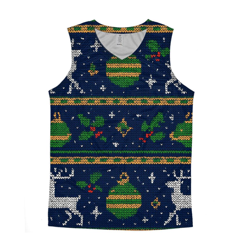 Reindeer Constellation Fair Isle Panel Design graphic print tank tops