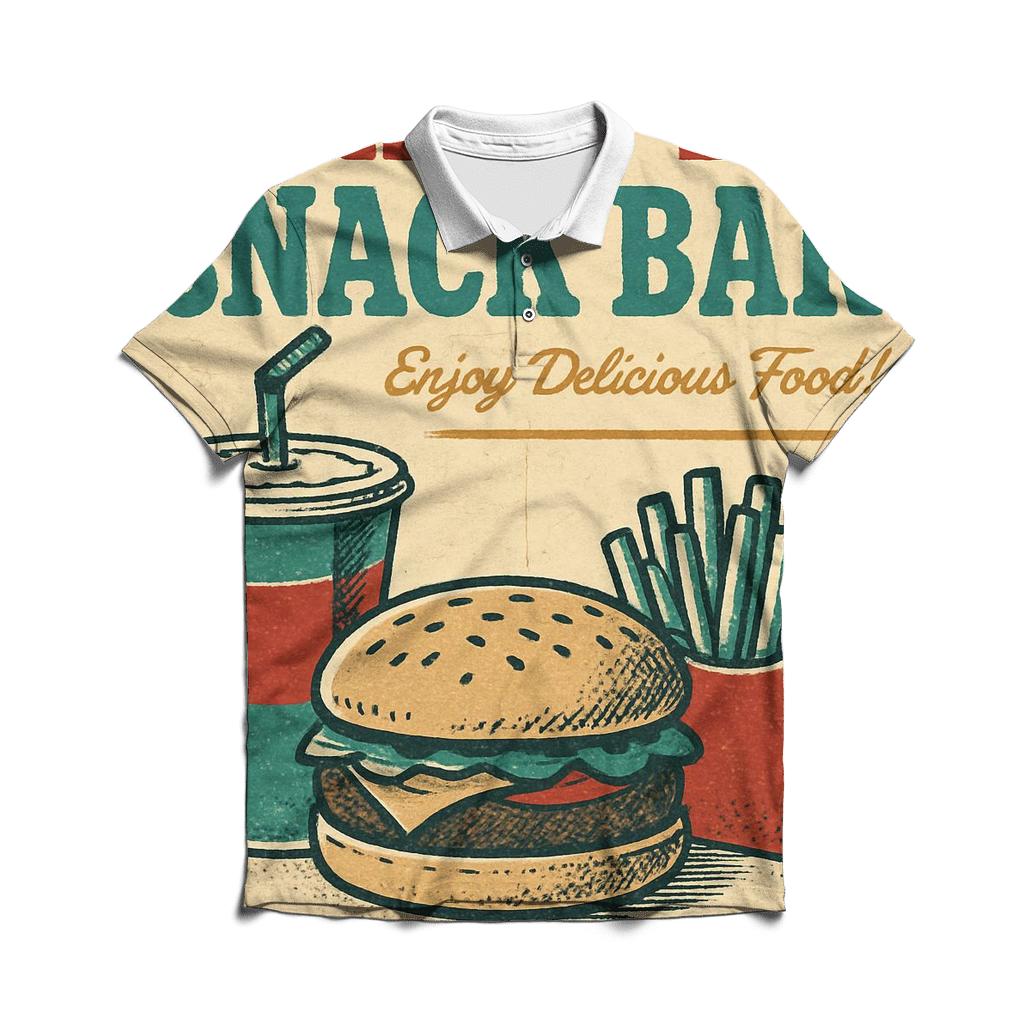 Weathered 1950s Drive In Snack Bar Menu Poster personalized polo shirts