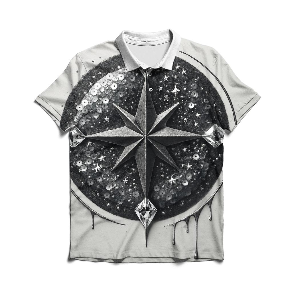Celestial Sequin Compass embroidered polo tops