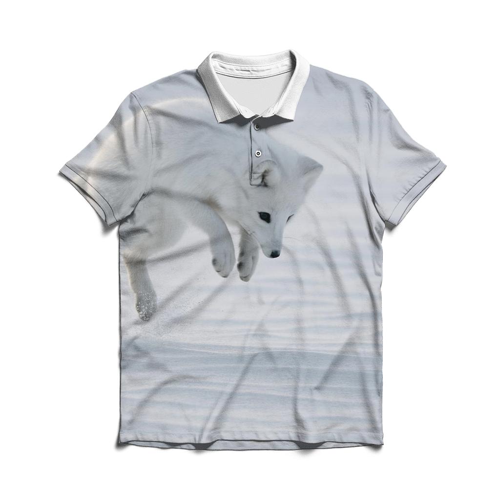 Tundra Pounce Arctic Fox personalized polo shirts