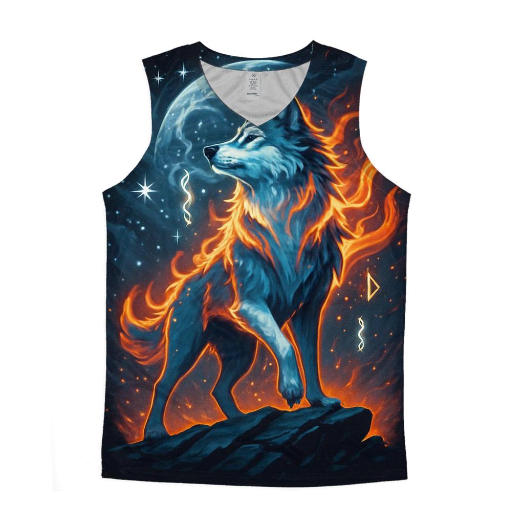 Frostfire Sentinel Wolf casual summer tank tops