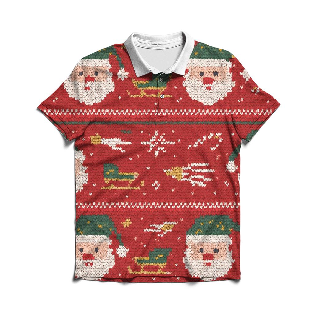 Santa Space Sweater Band Design premium cotton polo shirts