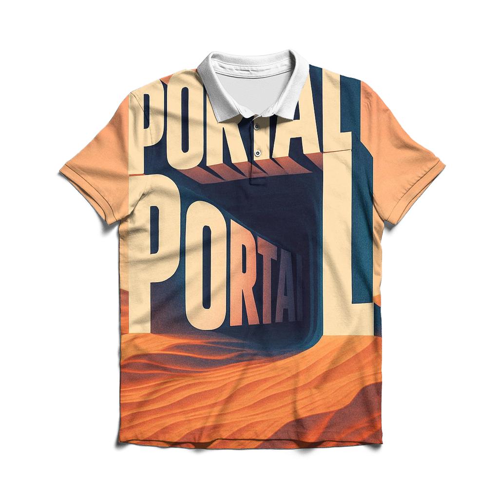 Desert Mirage Typography Portal stylish collar polo tees