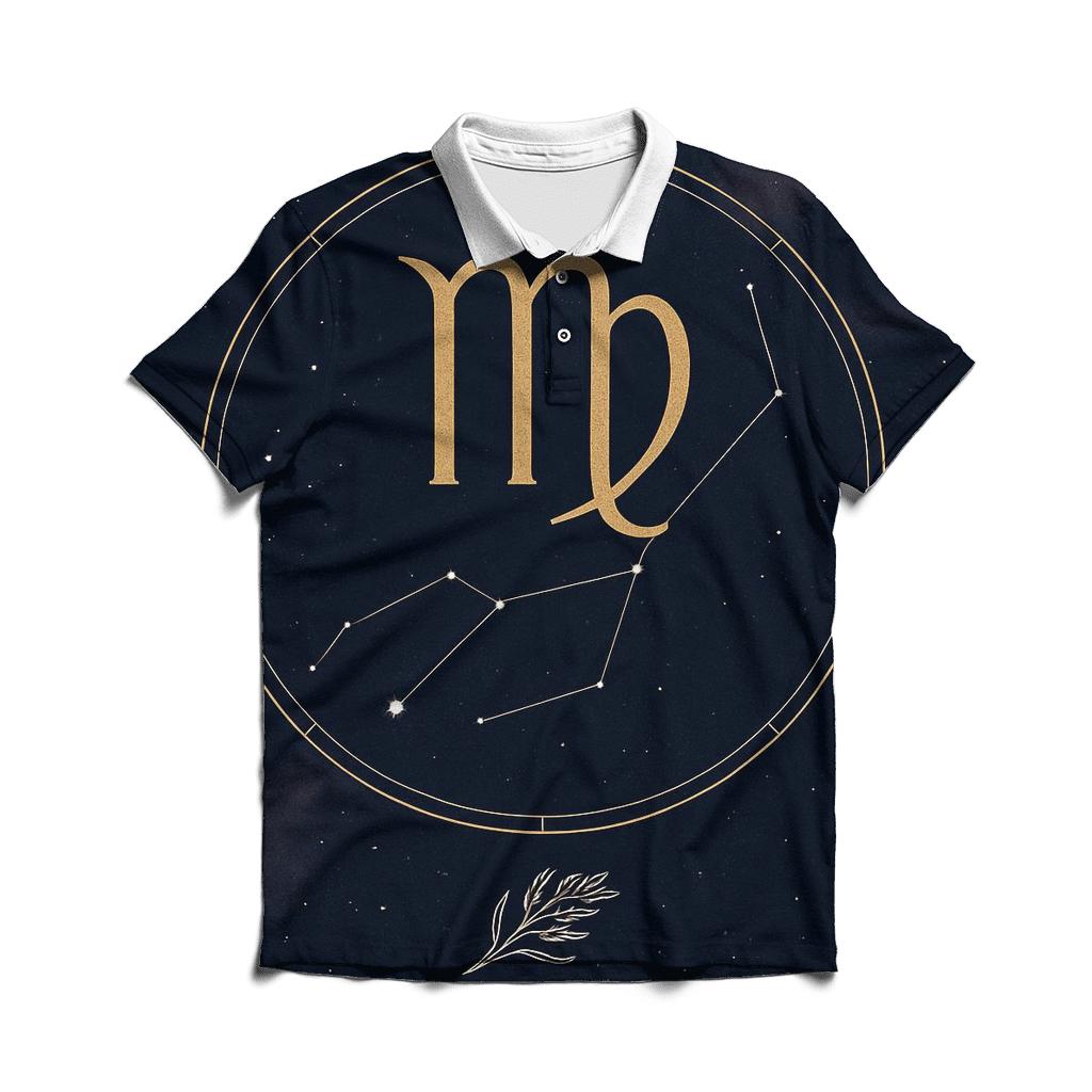 Virgo Spica Harvest Constellation Sigil embroidered polo tops