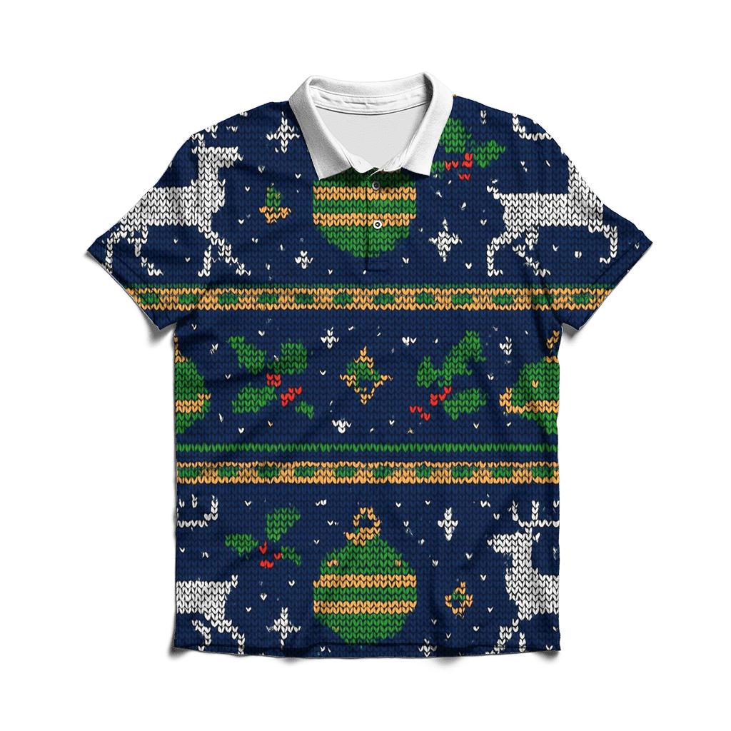 Reindeer Constellation Fair Isle Panel Design personalized polo shirts