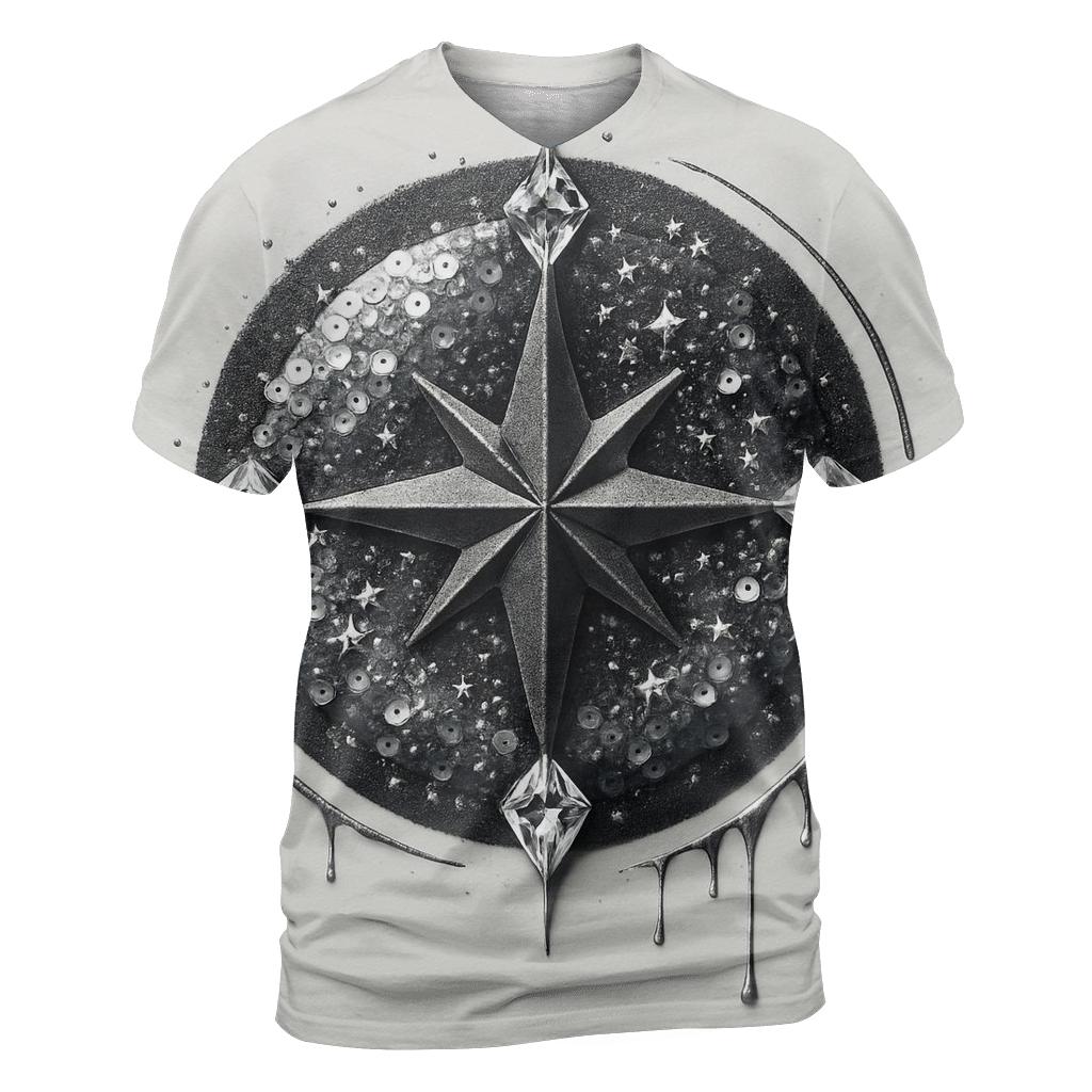 Celestial Sequin Compass statement graphic shirts